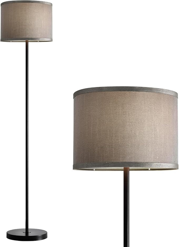 Oneach 61" Farmhouse Industrial Floor Lamp for Living Room Standing Floor Lamp Rustic Floor Lamps for Living Room Bedroom Tall Lamps with Foot Switch for Bedroom with Linen Grey Lamp Shade - LeafyLoom