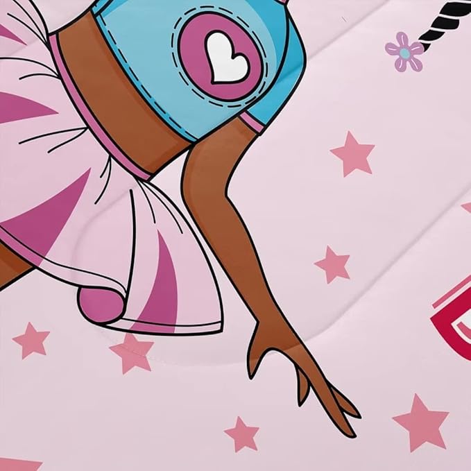 Black Ballerina Comforter Full Sets for Girls Toddle,Black Girl Magic Comforter Set for Teens Kids,African American Afro Girl Inspirational Bedding Sets - LeafyLoom