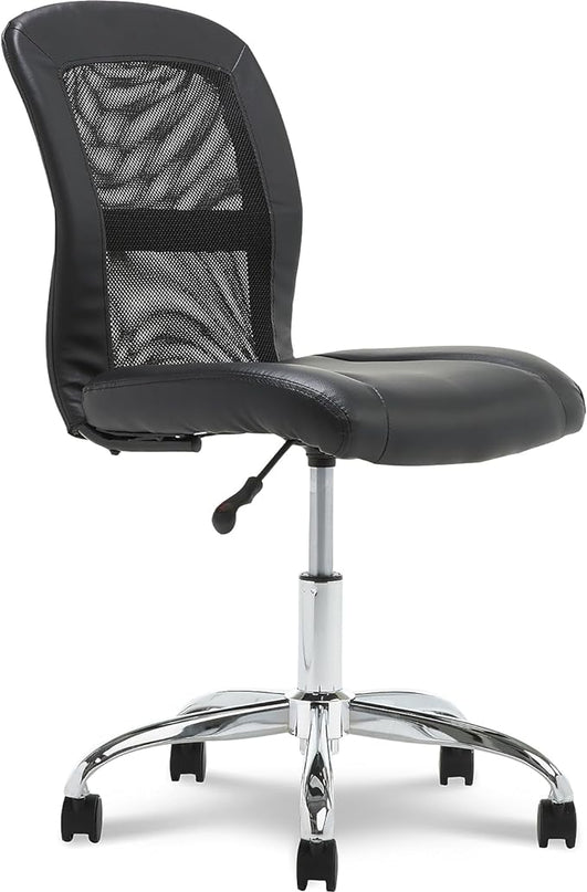 Serta Essential Armless Desk Chair Small TaskChair with Wheels, Breathable Mesh Back, SertaQuality Foam Cushion Seat for Comfort, Functional, Lightweight and Versatile, Task, Black - LeafyLoom