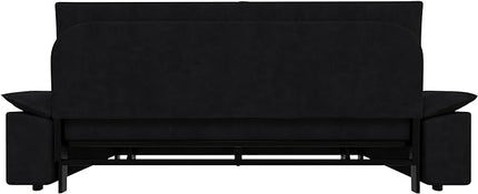 3 in 1 Oversized Love Seat Sofá Convertible Queen Size Sofabed with 2 Lumbar Pillows, Loveseat Sofa W/Pull Out Sleeper Couch Bed for Home,Office,Apartment,RV Living Room, 70.1", Black - LeafyLoom