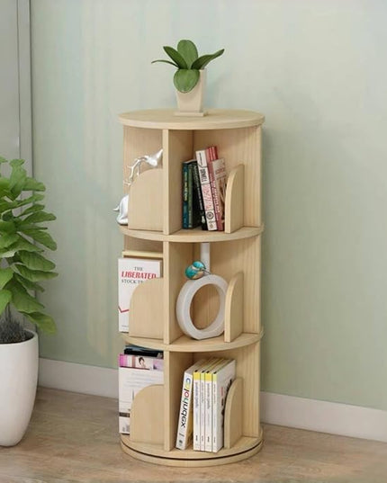 3 Tier 360 Display Rotating Bookshelf, Revolving Bookcase for Kids&Adults, Rotating Bookshelf Tower for Preschoolers' Classrooms, Nursery, Bedrooms, Living Room - LeafyLoom