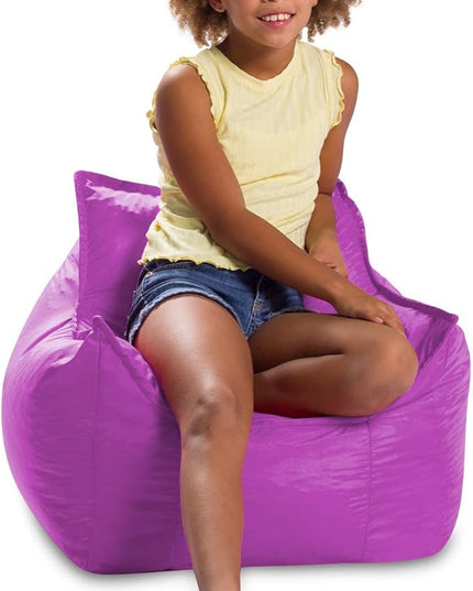 Posh Creations Bean Bag Chair Structured Comfy Seat Use for Gaming, Reading and Watching TV, Newport, Purple - LeafyLoom
