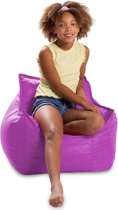 Posh Creations Bean Bag Chair Structured Comfy Seat Use for Gaming, Reading and Watching TV, Newport, Purple - LeafyLoom