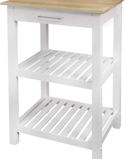 American Trails Sunrise American Kitchen Island, Natural Maple Top, White Base (New) - LeafyLoom