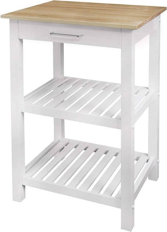 American Trails Sunrise American Kitchen Island, Natural Maple Top, White Base (New) - LeafyLoom