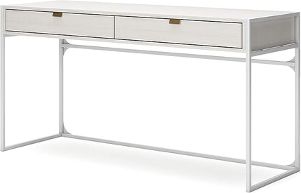 Signature Design by Ashley Deznee Modern Home Office Desk with 2 Drawers, White - LeafyLoom