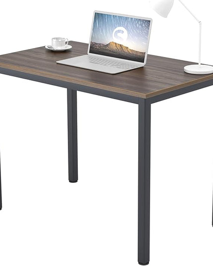 Need Small Desk, 39.4 inches Sturdy Writing Desk for Small Spaces, Small Computer Desk Teens Desk Study Table Laptop Desk Home Ofice Desk, Black Metal Frame, Walnut - LeafyLoom