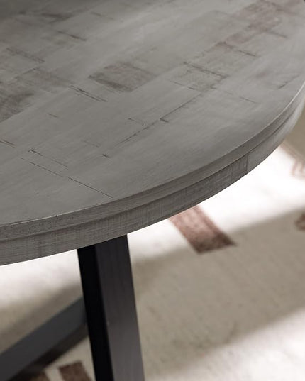 Walker Edison Rustic Solid Wood Distressed Round Kitchen Dining Room Table, 42 Inch, Grey - LeafyLoom
