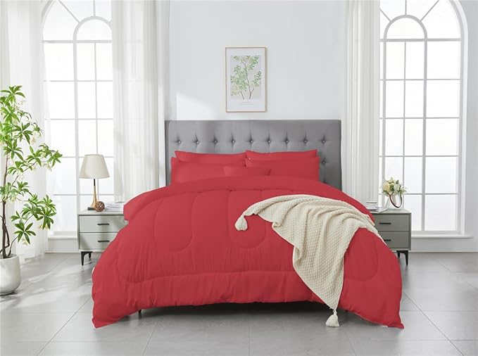 3 Piece Solid Color All Season Bedding Comforter Set Microfiber Soft Lightweight Bedding Set for Kids Teens Adults Room Decor with 1 Comforter and 2 Pillowcases Full - LeafyLoom