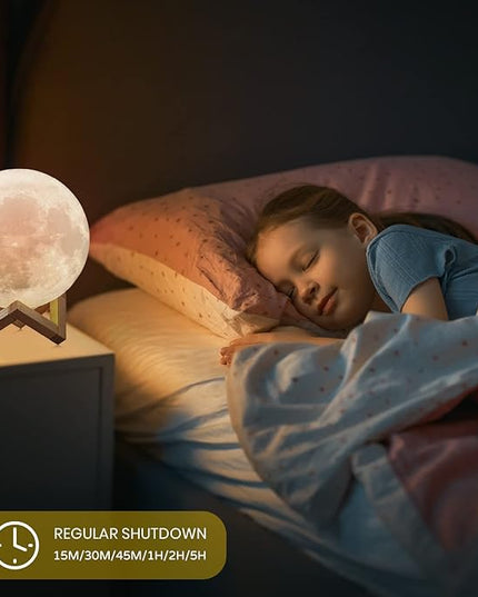 CPLA Moon Lamp 2024 Upgrade 6inch 128 Colors, Kids Room Decor Home Decor- 3D Printing Moon Night Light for Kids Adults- Gifts for Girls Boys Men Women Birthday- Wooden Stand & Remote/Touch Control - LeafyLoom