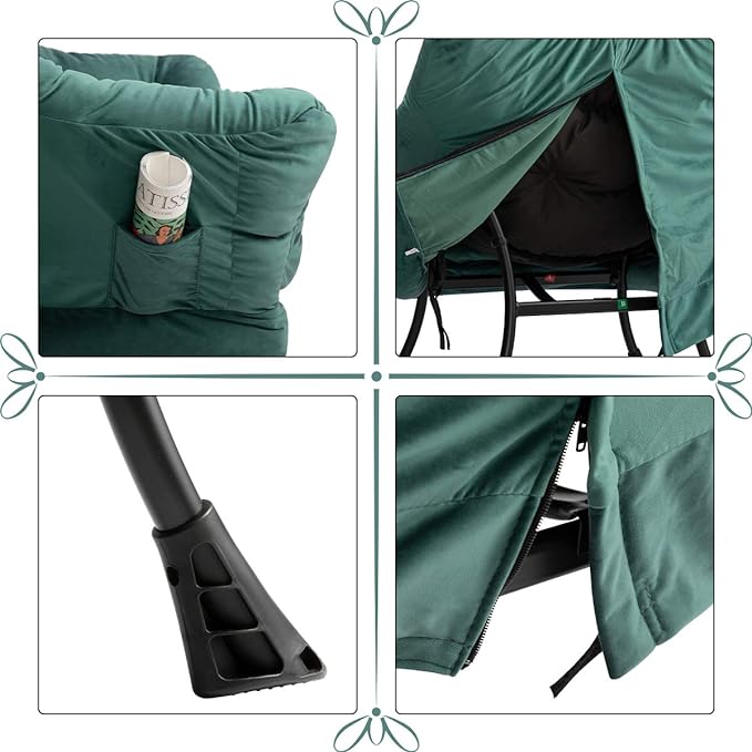AbocoFur Modern Fabric Large Lazy Chair, Accent Oversized Comfy Reading Chair, Thick Padded Cozy Lounge Chair with Armrest, Leisure Sofa Chair for Living Room, Bedroom, Dorm, Dark Atrovirens - LeafyLoom
