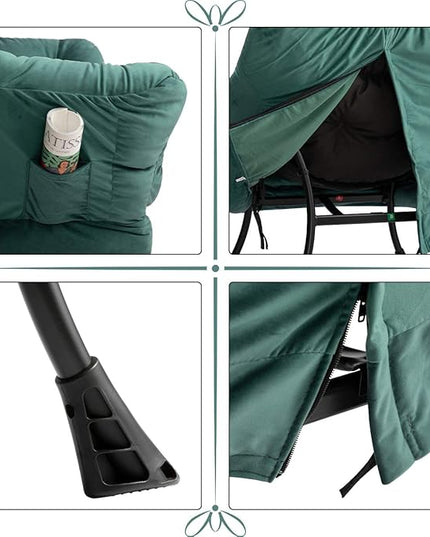 AcozyHom Modern Large Cotton Fabric Lazy Chair，Accent Contemporary Lounge Chair, Single Steel Frame Leisure Sofa Chair with Armrests and A Side Pocket, Army Green - LeafyLoom