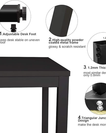 SogesGame Computer Desk, 47.2 inches Small Office Desk Computer Table Study Writing Desk Workstation for Home Office, Black Dining Table - LeafyLoom