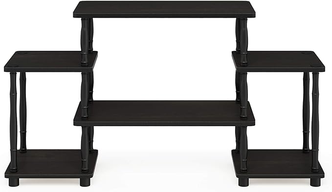 Furinno Turn-N-Tube No Tools Entertainment Center, Classic Square Corner, Espresso/Black - LeafyLoom