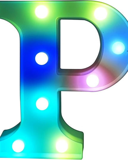 Colorful Letter LED Lights, Colors Changing LED Marquee Letter Lights, Dimmable Night Lights for Wedding, Birthday, Holiday, Party, Bar, Christmas Decoration,Dorm Room Decor-Multicolor P - LeafyLoom