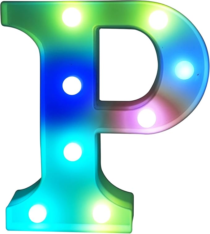 Colorful Letter LED Lights, Colors Changing LED Marquee Letter Lights, Dimmable Night Lights for Wedding, Birthday, Holiday, Party, Bar, Christmas Decoration,Dorm Room Decor-Multicolor P - LeafyLoom