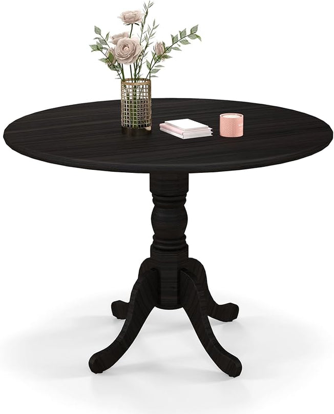 Round Dining Table, Black - LeafyLoom