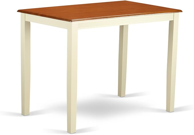 East West Furniture Yarmouth 3 Piece Kitchen Counter Height Set Contains a Rectangle Dining Room Table and 2 Wooden Seat Chairs, 30x48 Inch, Buttermilk & Cherry - LeafyLoom