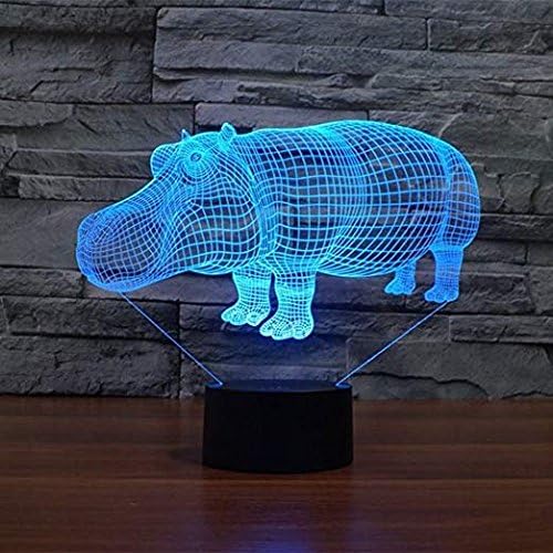 3D Hippo Night Light LED USB 7 Color Change LED Table Lamp Xmas Toy Gift - LeafyLoom