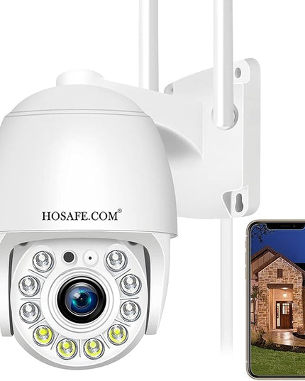 Security Camera Outdoor 2K 4MP, Hosafe WiFi Home Security System Video Surveillance IP Camera, Floodlight Motion Detection, Pan Tilt Auto Tracking, Two Way Audio, Color Night Vision, Waterproof HOSAFE