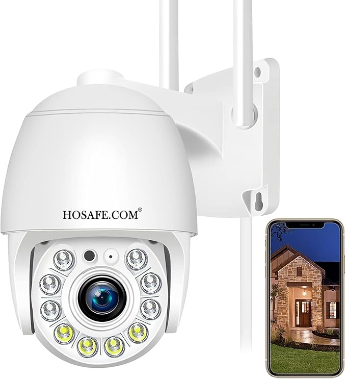 Security Camera Outdoor 2K 4MP, Hosafe WiFi Home Security System Video Surveillance IP Camera, Floodlight Motion Detection, Pan Tilt Auto Tracking, Two Way Audio, Color Night Vision, Waterproof HOSAFE
