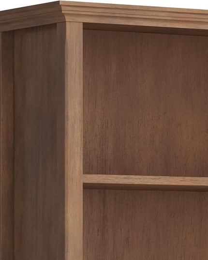 SIMPLIHOME Amherst SOLID WOOD 30 Inch Wide Transitional 5 Shelf Bookcase in Rustic Natural Aged Brown, for The Living Room, Study Room and Office - LeafyLoom