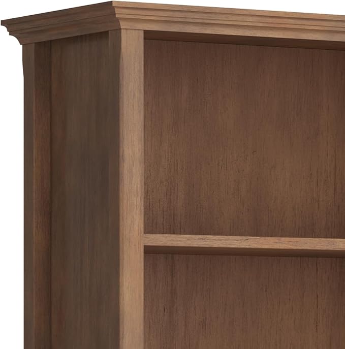 SIMPLIHOME Amherst SOLID WOOD 30 Inch Wide Transitional 5 Shelf Bookcase in Rustic Natural Aged Brown, for The Living Room, Study Room and Office - LeafyLoom