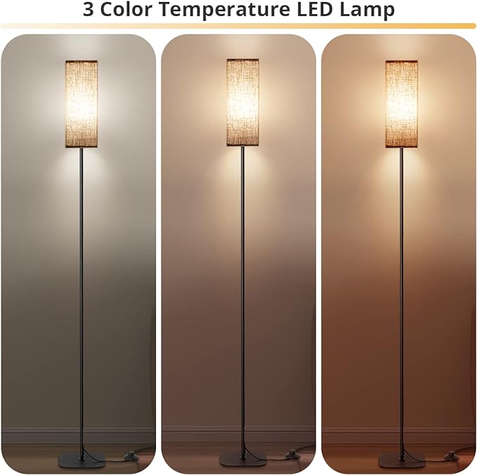 Floor Lampswith LED Bulb for Living Room, Modern LED Standing Lamp Reading Light 3 Color Temperatures Adjustable Bedside Lamps for Bedroom Living Room Office Decor - LeafyLoom