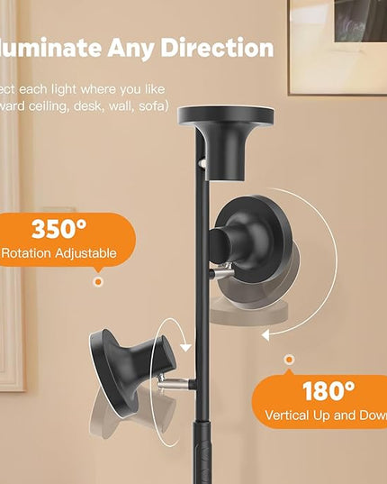 36W LED Tree Floor Lamp, Modern Dimmable Standing Lamp with Remote & Touch Control, 4 Color Temperatures, 3 Rotatable LED Light Floor Lamps for Living Room, Bedroom, Office - LeafyLoom
