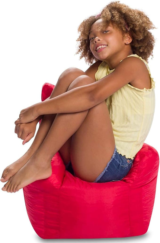 Posh Creations Bean Bag Structured Seat for Toddlers and Kids, Comfy Chair for Children, Pasadena, Red - LeafyLoom