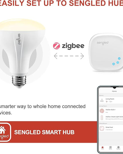 Sengled Smart Bulb, Zigbee Hub Required, Smart Light Bulb Works with Alexa, Google Home, SmartThings, Homekit and Siri, BR30 Dimmable Flood Light Bulb for Cans, Soft White 2700K, 650 LM, 9W, 1 Pack Sengled