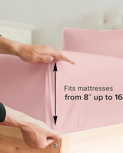 Twin XL Size 3 Piece Sheet Set - Comfy Breathable & Cooling Sheets - Hotel Luxury Bed Sheets for Women & Men - Deep Pockets, Easy-Fit, Soft & Wrinkle Free Sheets - Baby Pink Oeko-Tex Bed Sheet Set - LeafyLoom