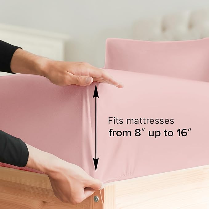 Twin XL Size 3 Piece Sheet Set - Comfy Breathable & Cooling Sheets - Hotel Luxury Bed Sheets for Women & Men - Deep Pockets, Easy-Fit, Soft & Wrinkle Free Sheets - Baby Pink Oeko-Tex Bed Sheet Set - LeafyLoom
