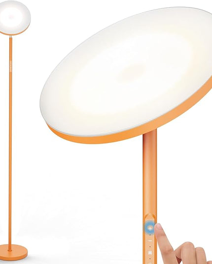 OHLUX Orange Floor Lamp, 32W/2500LM Super Bright Dimmable Sky LED Modern Torchiere Standing Lamp, LED Floor Reading Lamp with 4 Color Temperatures, Remote Touch Control, 1 Hour Timer for Living Room - LeafyLoom