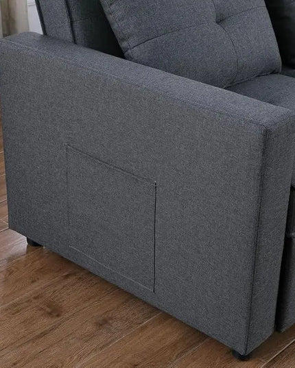 3 in 1 Convertible Sleeper Sofa Bed, Pull Out Couch with 3 Level Adjust Backrest, Futon Loveseat Chaise Lounge with Side Pockets and Throw Pillows for Living Room Office, Dark Gray 79.75" - LeafyLoom