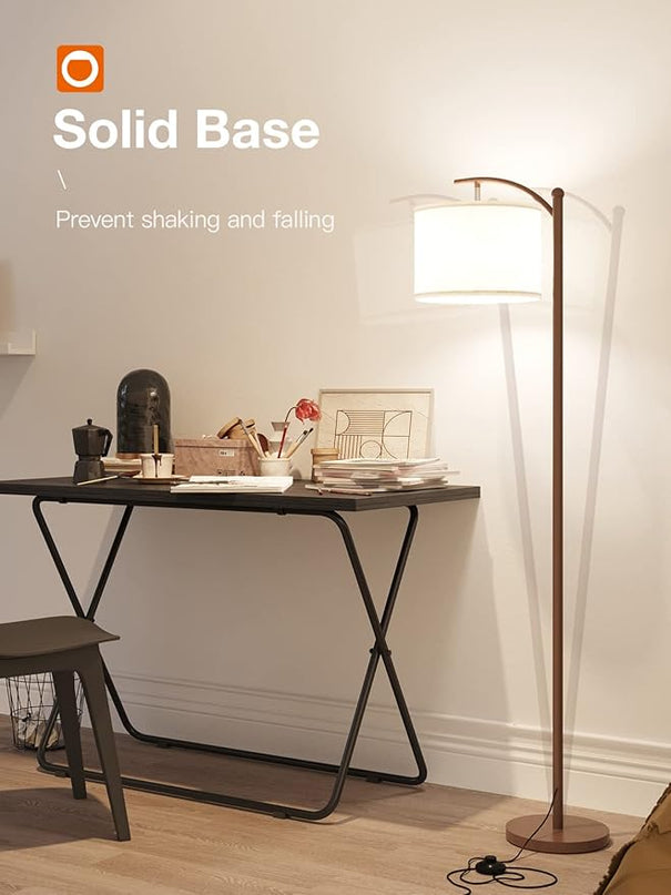 addlon Floor Lamp for Living Room with 3 Color Temperatures, Standing lamp with Linen lampshade for Bedroom, Office, Lamps with 9W LED Bulb Included - Brown with Beige Shade - LeafyLoom