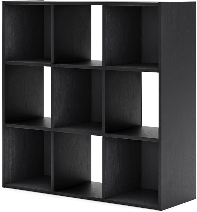 Signature Design by Ashley Langdrew Contemporary 9 Cube Storage Organizer or Bookcase, Black - LeafyLoom