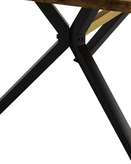 NicBex 78.74Inch Rectangular Stretch Dining Table,Modern Kitchen Table with Wooden Tabletop and Black Fine Sanded Iron Leg for 6 to 8,Large Dining Room Table for Kitchen,Dining Living Room,Brown - LeafyLoom