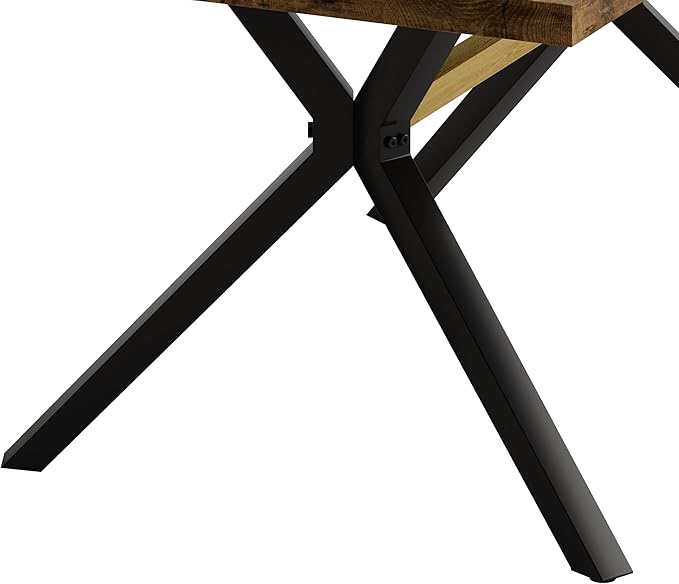 NicBex 78.74Inch Rectangular Stretch Dining Table,Modern Kitchen Table with Wooden Tabletop and Black Fine Sanded Iron Leg for 6 to 8,Large Dining Room Table for Kitchen,Dining Living Room,Brown - LeafyLoom