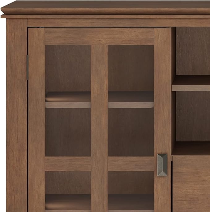 SIMPLIHOME Artisan SOLID WOOD 53 Inch Wide Contemporary TV Media Stand in Rustic Natural Aged Brown for TVs up to 60 Inches, For the Living Room and Entertainment Center - LeafyLoom