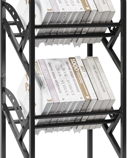 Bookshelf Storage Shelf Bookcase Freestanding Storage Stand Book Organizer for Living Room, Bedroom, Kitchen, Rust Resistance,Easy Assembly Multi-Functional Organizer (2 Tiers, Black) - LeafyLoom