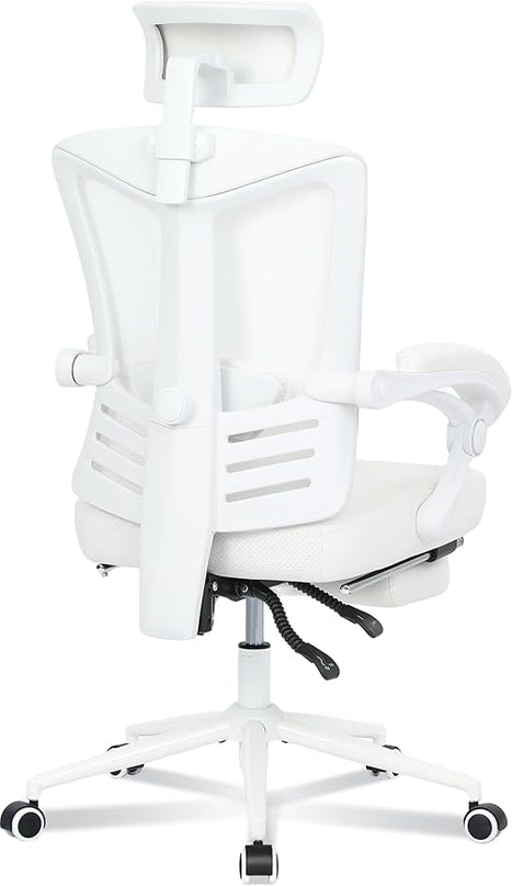 Vonesse Ergonomic Office Chair with Spring Cushion High Back Computer Mesh Office Chair with Footrest Big and Tall Office Chair High Back Home Office Chair for Heavy People Desk Chair White - LeafyLoom
