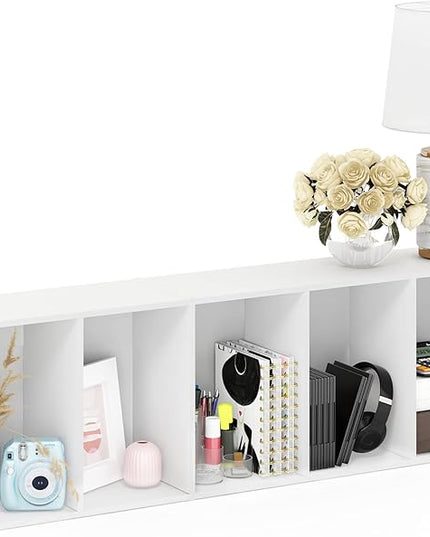 Furinno Luder Bookcase / Book / Storage , 5-Tier, White - LeafyLoom