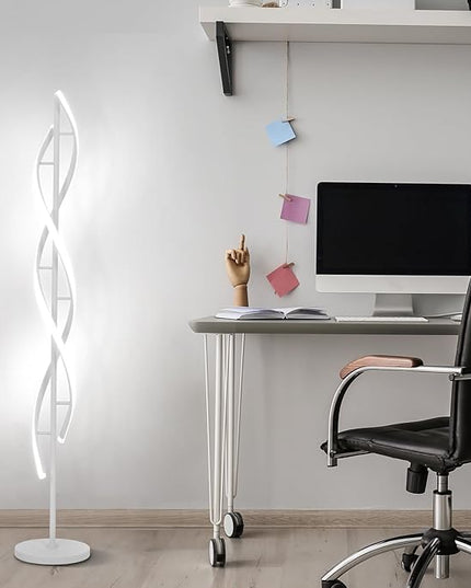 ADISUN 40W LED Floor Lamp Remote Control Dimmable Spiral Floor Lamp Indoor Lamp Floor Lamp for Living Rooms Family Rooms Bedrooms Offices Lighting (White) - LeafyLoom