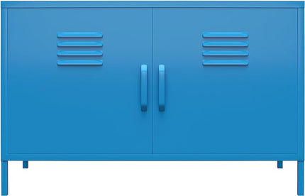 Novogratz Cache 2 Door Metal Locker Accent Storage Cabinet, Blue - LeafyLoom