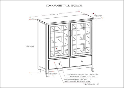 SIMPLIHOME Connaught Low Storage Cabinet, 46 inch, Black - LeafyLoom