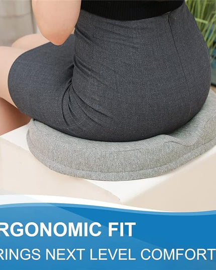 JEMA Donut Pillow, Tailbone Memory Foam Seat Cushion by Ergonomic Innovations for Sores, Coccyx, Sciatica, Pregnancy, Post Natal (Grey) - LeafyLoom