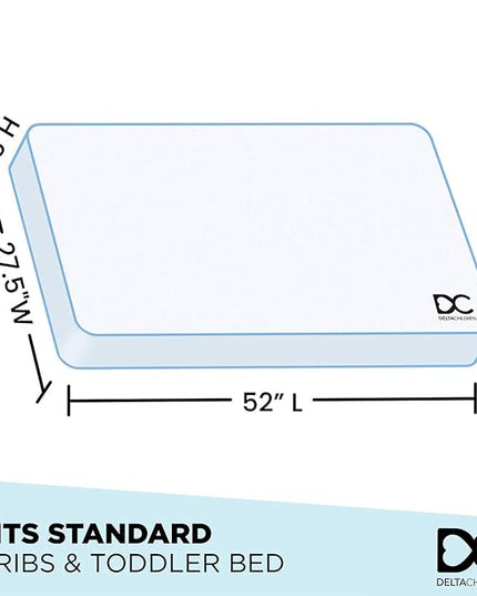 Delta Children Essex 4-in-1 Convertible Baby Crib, Grey with Natural Legs + Delta Children Twinkle Galaxy Dual Sided Recycled Fiber Core Crib and Toddler Mattress (Bundle) - LeafyLoom