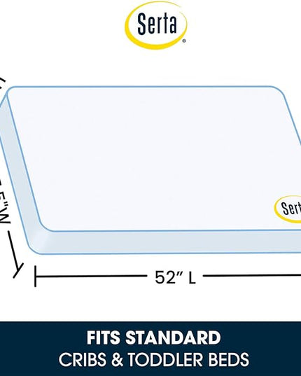 Simmons Kids SlumberTime Paloma 4-in-1 Convertible Crib, Rustic Grey + Serta Perfect Slumber Dual Sided Recycled Fiber Core Crib and Toddler Mattress (Bundle) - LeafyLoom