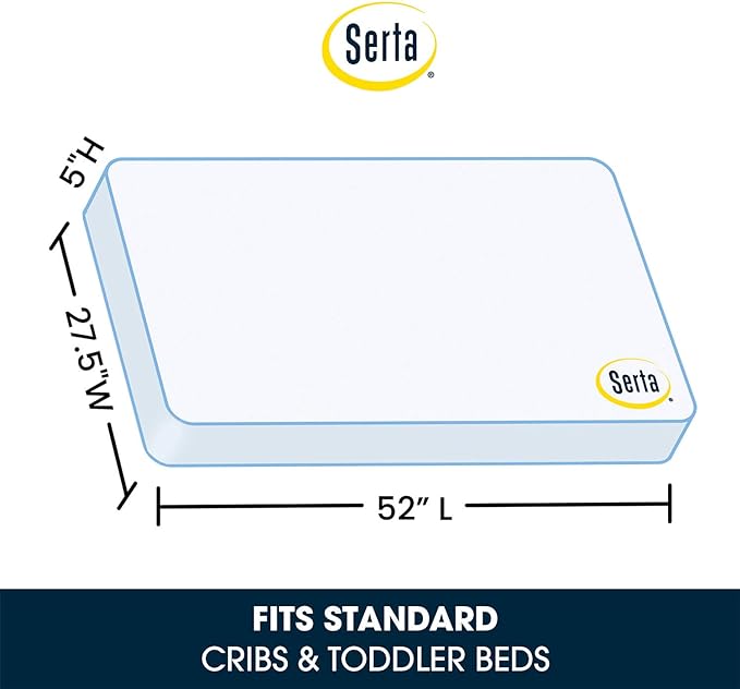 Simmons Kids SlumberTime Paloma 4-in-1 Convertible Crib, Rustic Grey + Serta Perfect Slumber Dual Sided Recycled Fiber Core Crib and Toddler Mattress (Bundle) - LeafyLoom